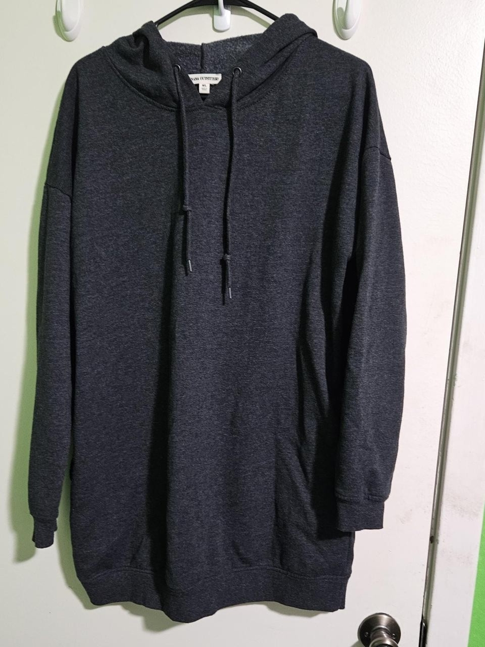 Zenana Outfitters Dark Charcoal Hooded Long Sleeve Tunic Dress